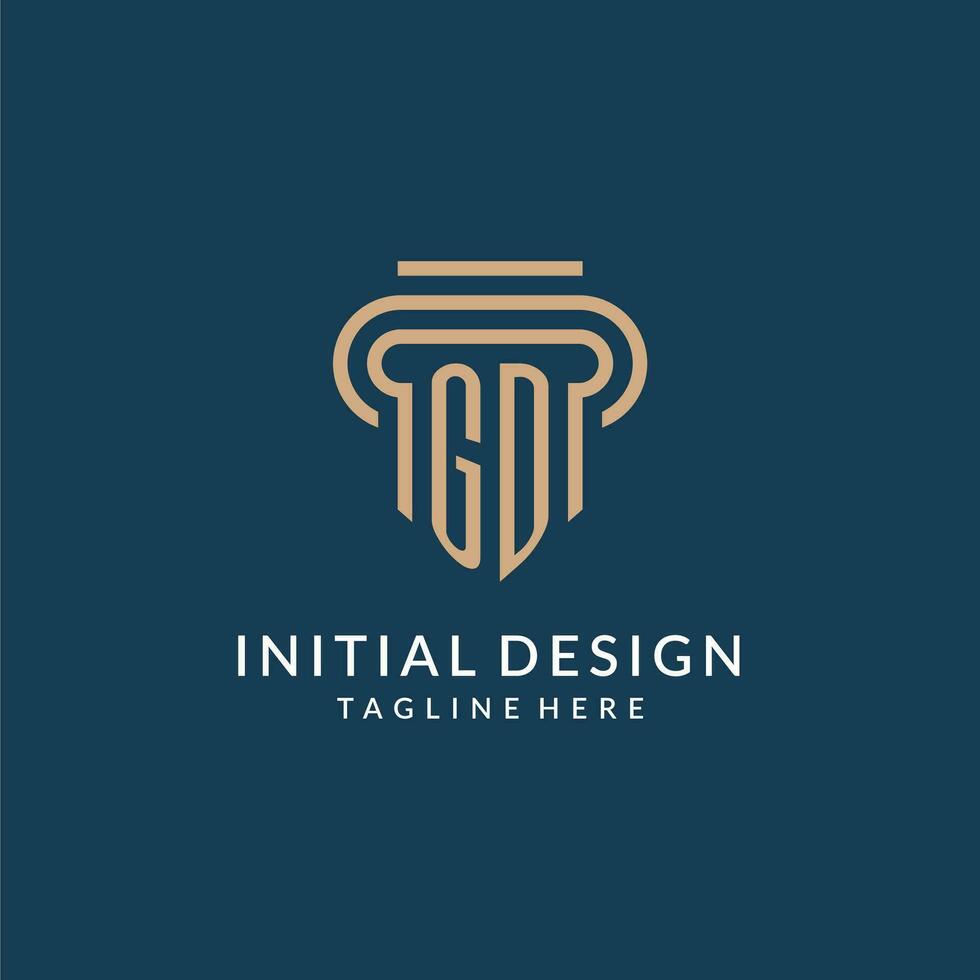 Initial GD pillar logo style, luxury modern lawyer legal law firm logo design vector