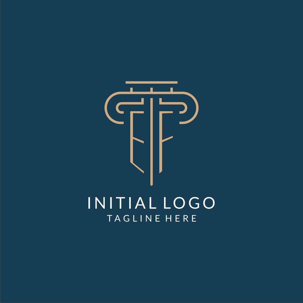 Initial letter EF pillar logo, law firm logo design inspiration vector