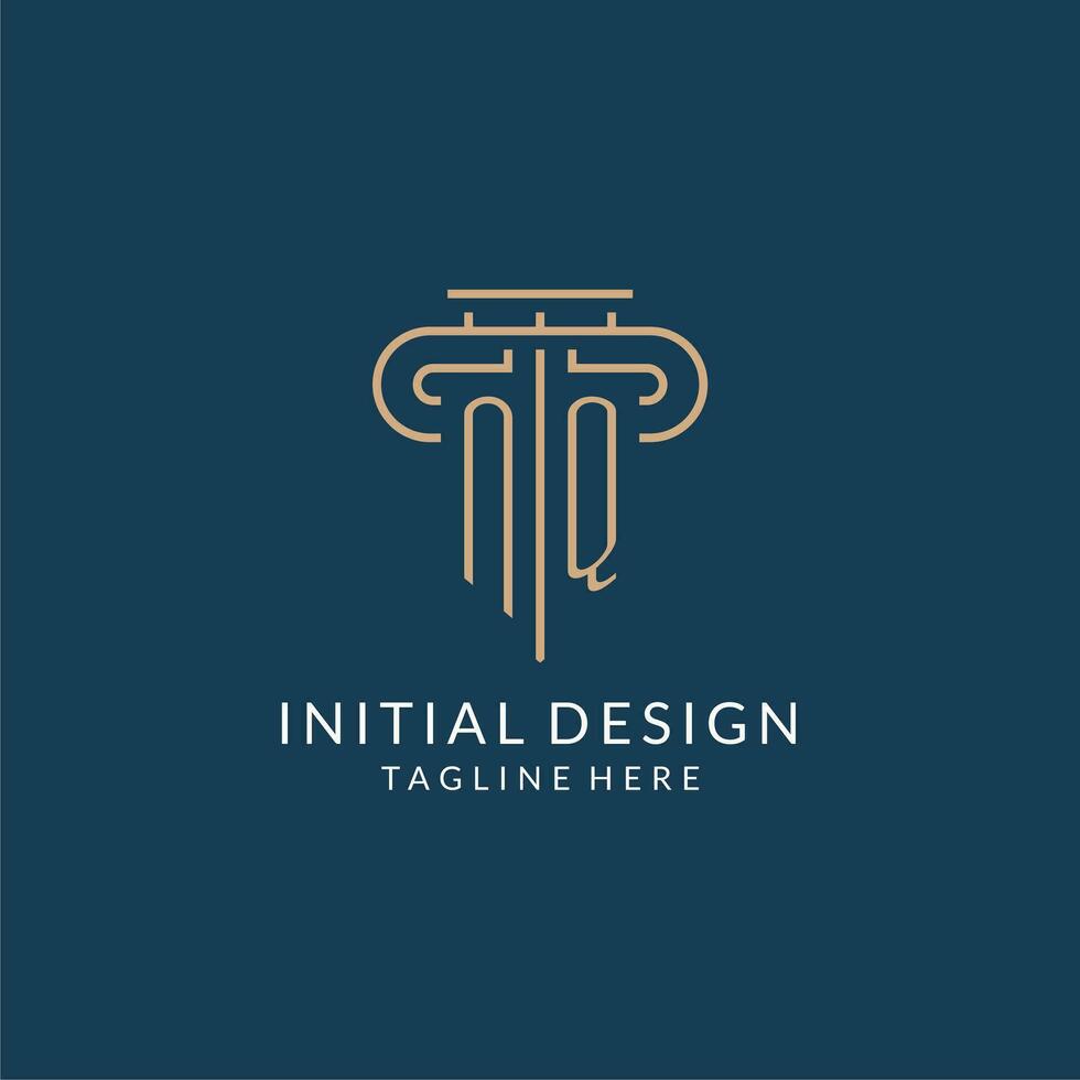inicial letra nq pilar logo, ley firma logo diseño inspiración vector