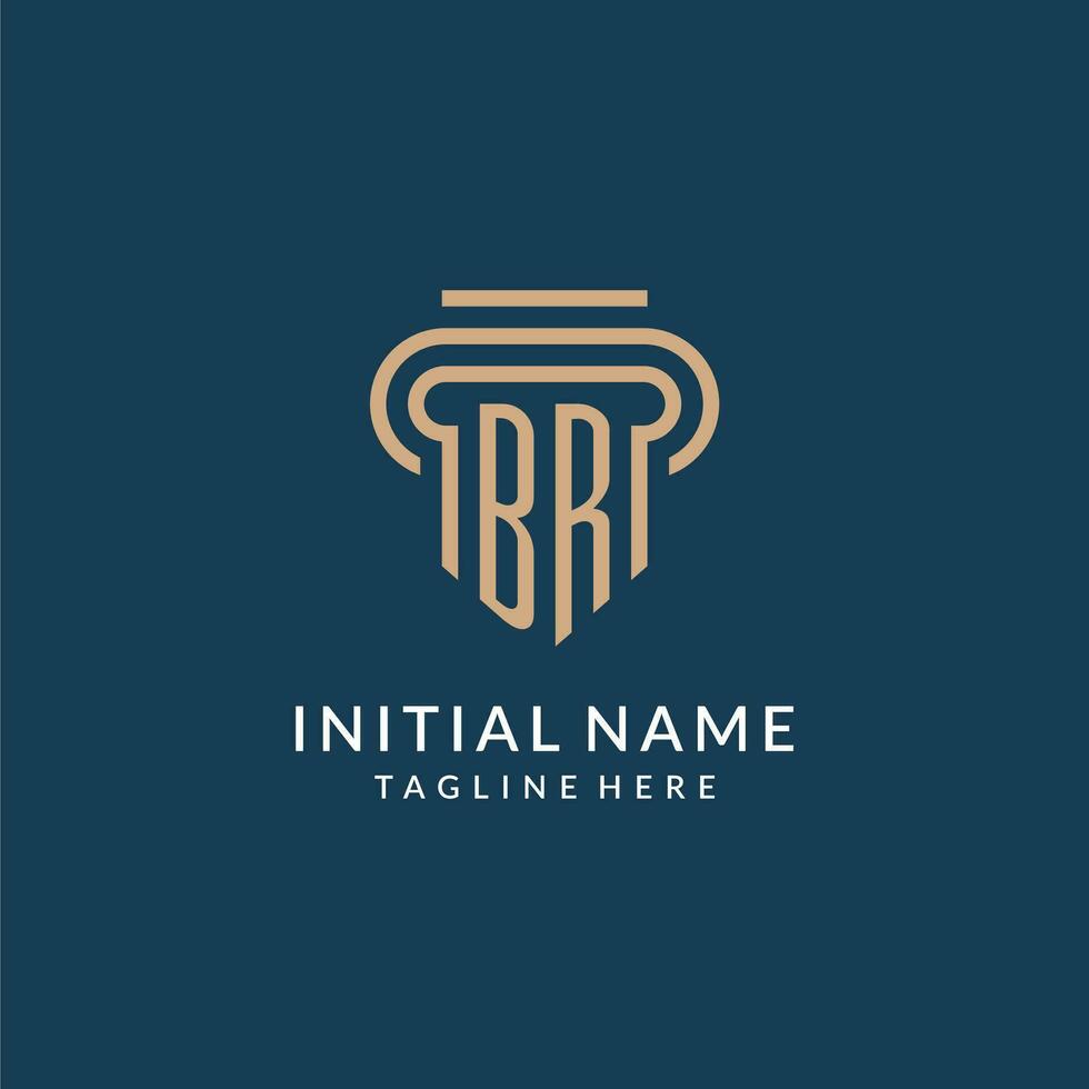 Initial BR pillar logo style, luxury modern lawyer legal law firm logo design vector