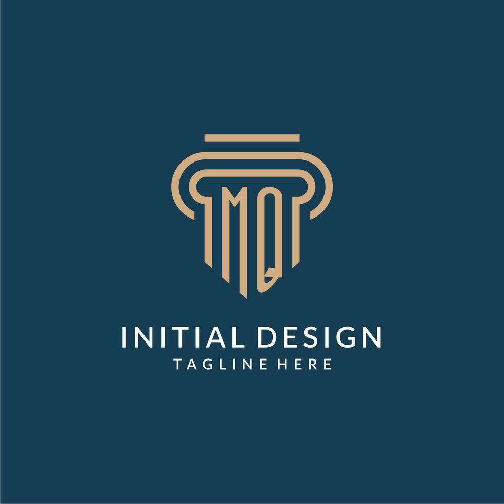 Initial MQ pillar logo style, luxury modern lawyer legal law firm logo design vector