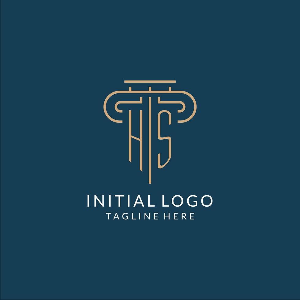 Initial letter HS pillar logo, law firm logo design inspiration vector