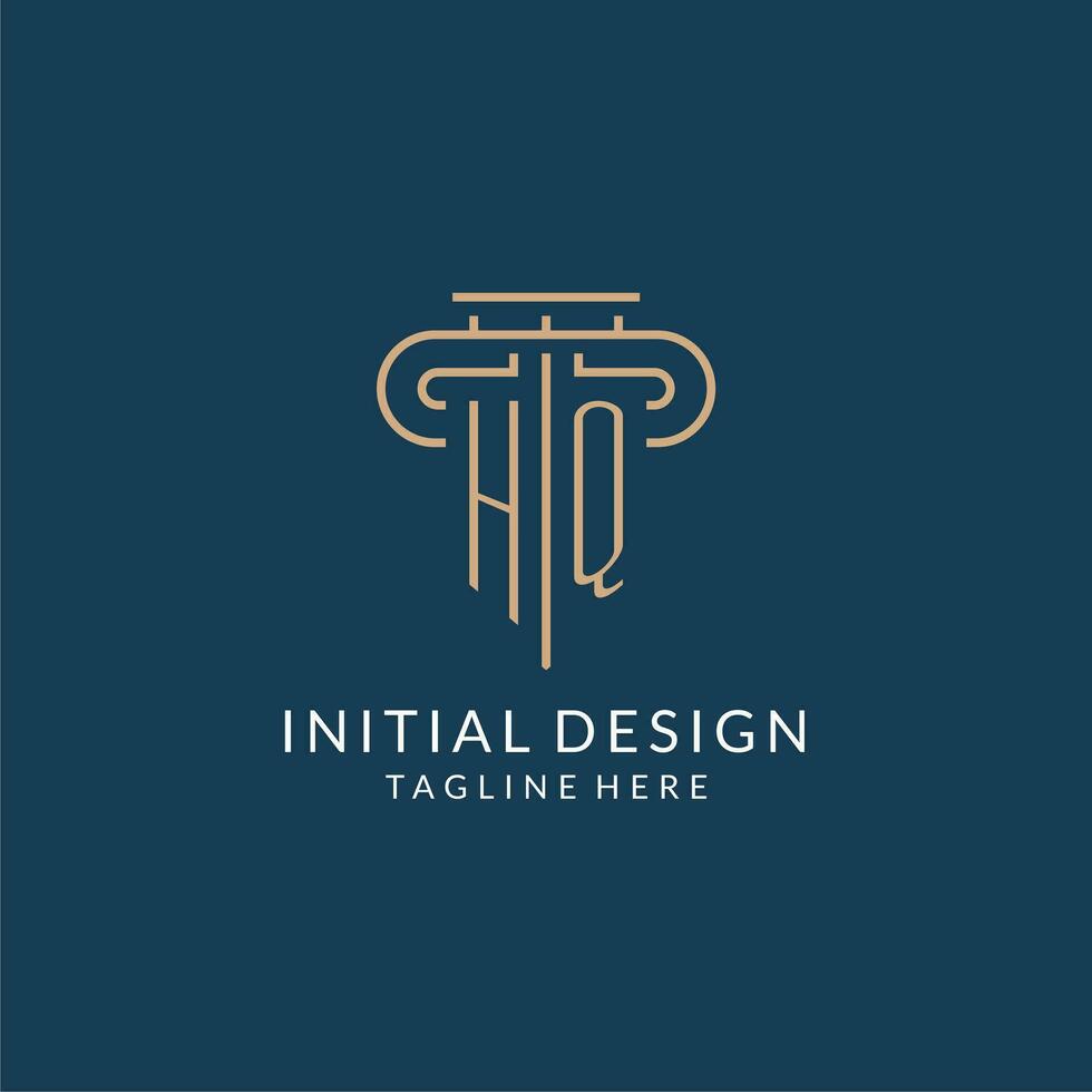 Initial letter HQ pillar logo, law firm logo design inspiration vector