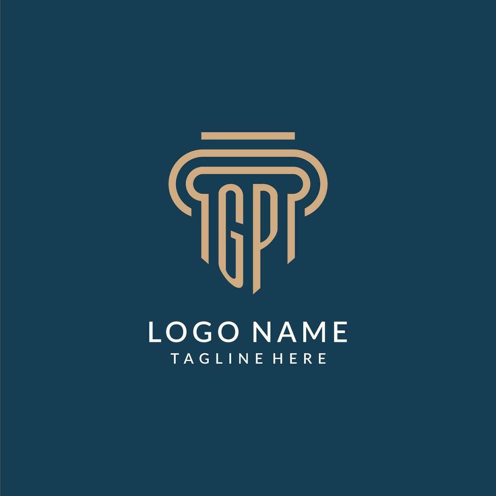 Initial GP pillar logo style, luxury modern lawyer legal law firm logo design vector