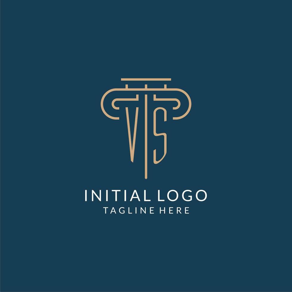 Initial letter VS pillar logo, law firm logo design inspiration vector