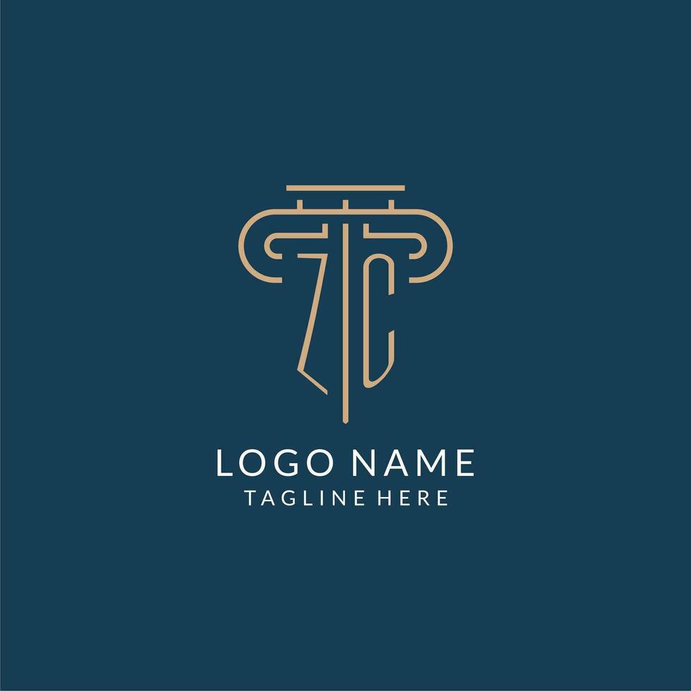 Initial letter ZC pillar logo, law firm logo design inspiration vector