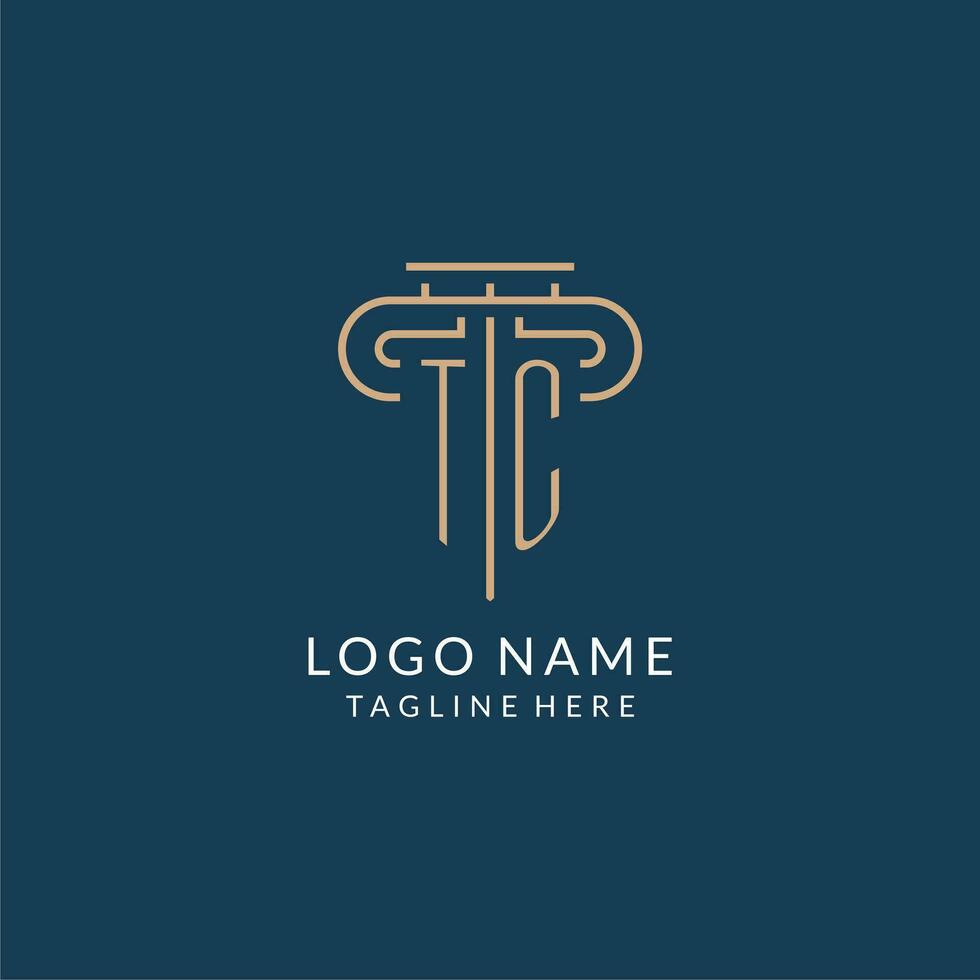 Initial letter TC pillar logo, law firm logo design inspiration vector