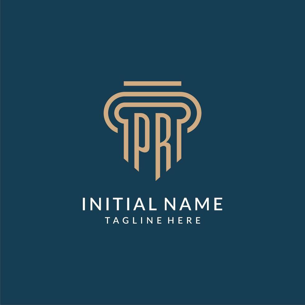 Initial PR pillar logo style, luxury modern lawyer legal law firm logo design vector