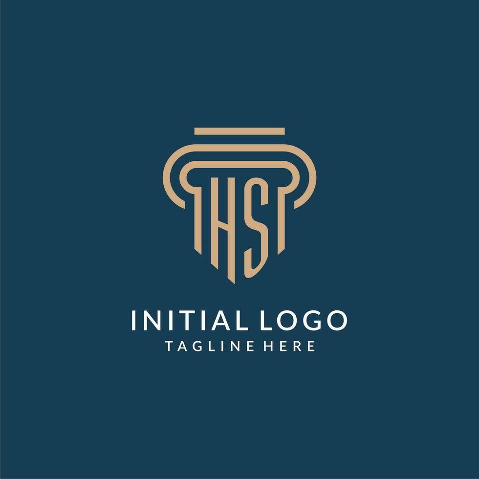 Initial HS pillar logo style, luxury modern lawyer legal law firm logo design vector
