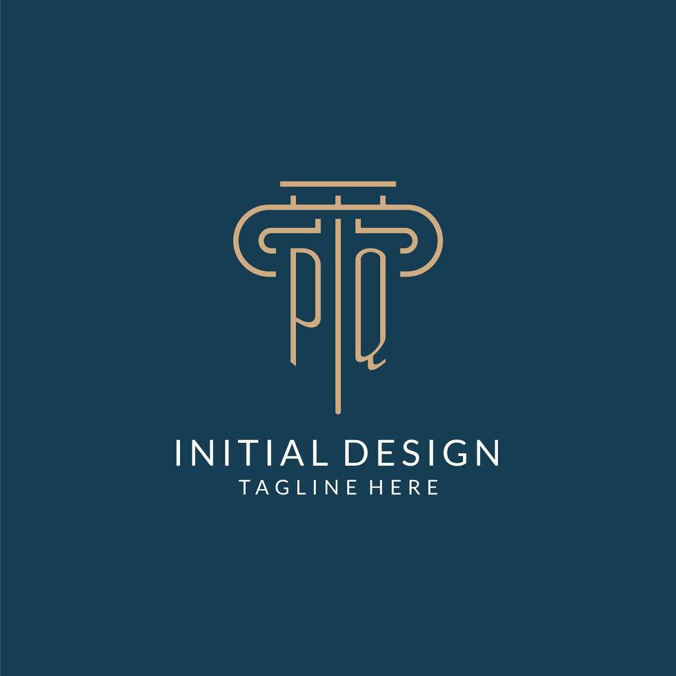Initial letter PQ pillar logo, law firm logo design inspiration vector