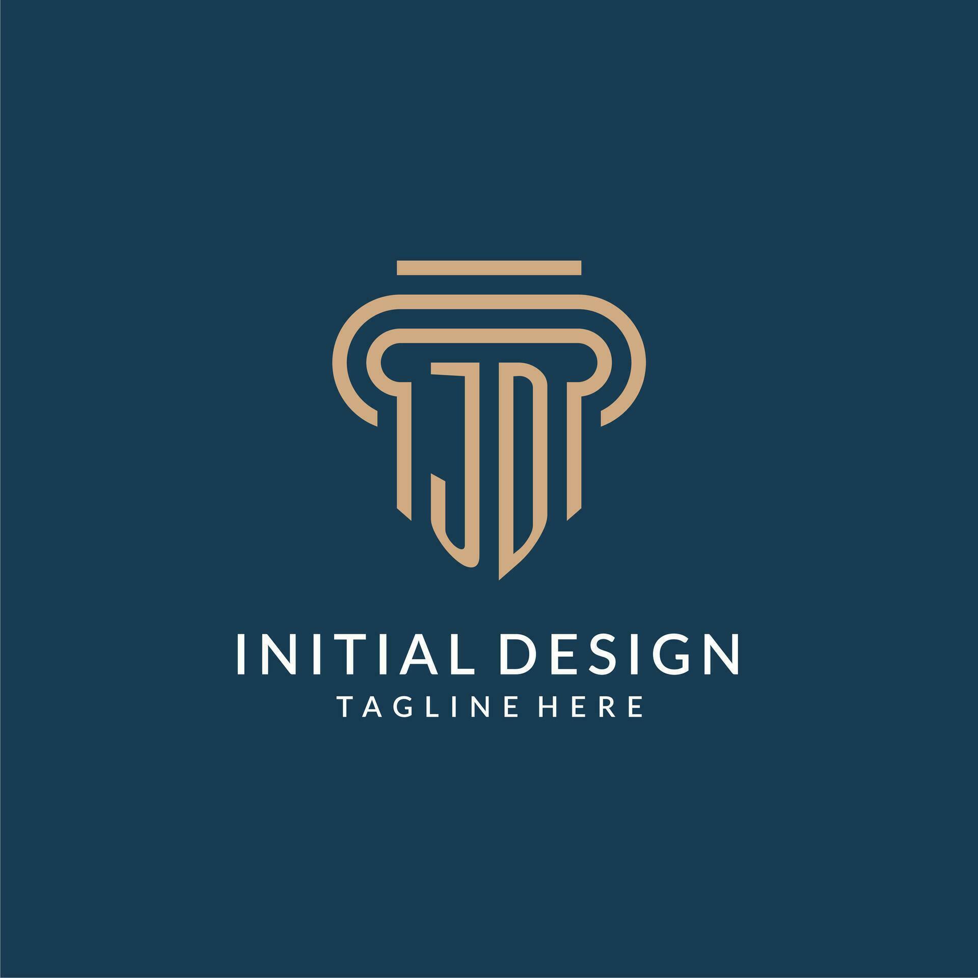 Initial JD pillar logo style, luxury modern lawyer legal law firm logo