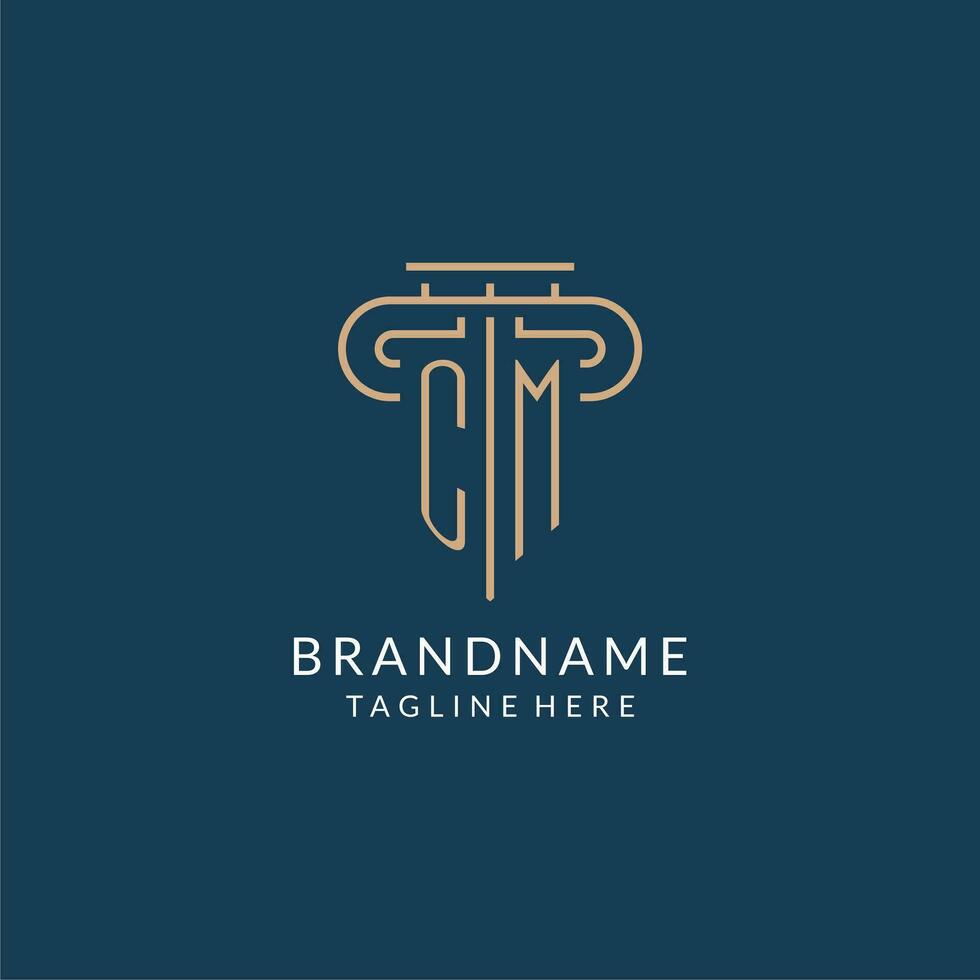 Initial letter CM pillar logo, law firm logo design inspiration vector