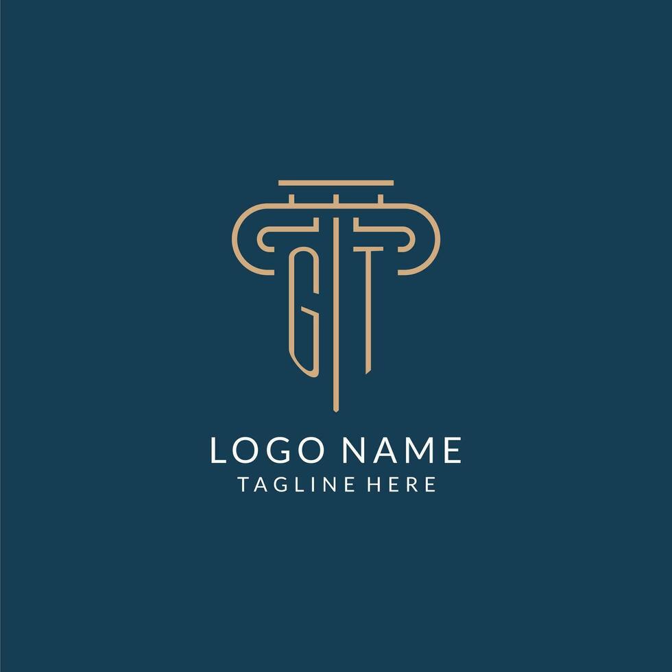 Initial letter GT pillar logo, law firm logo design inspiration vector