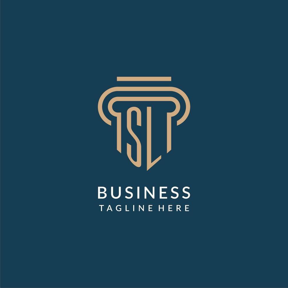 Initial SL pillar logo style, luxury modern lawyer legal law firm logo design vector
