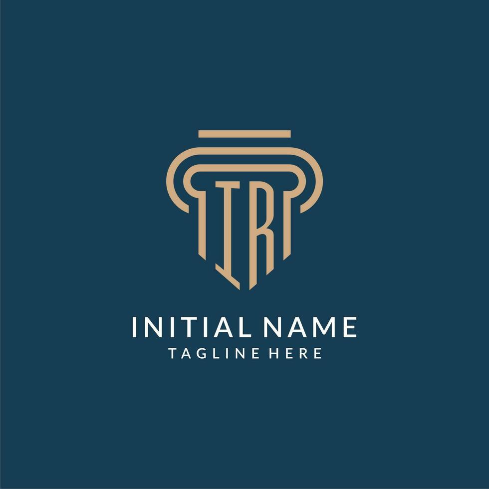 Initial IR pillar logo style, luxury modern lawyer legal law firm logo design vector