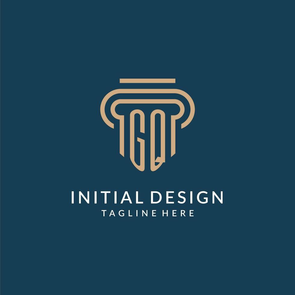 Initial GQ pillar logo style, luxury modern lawyer legal law firm logo design vector