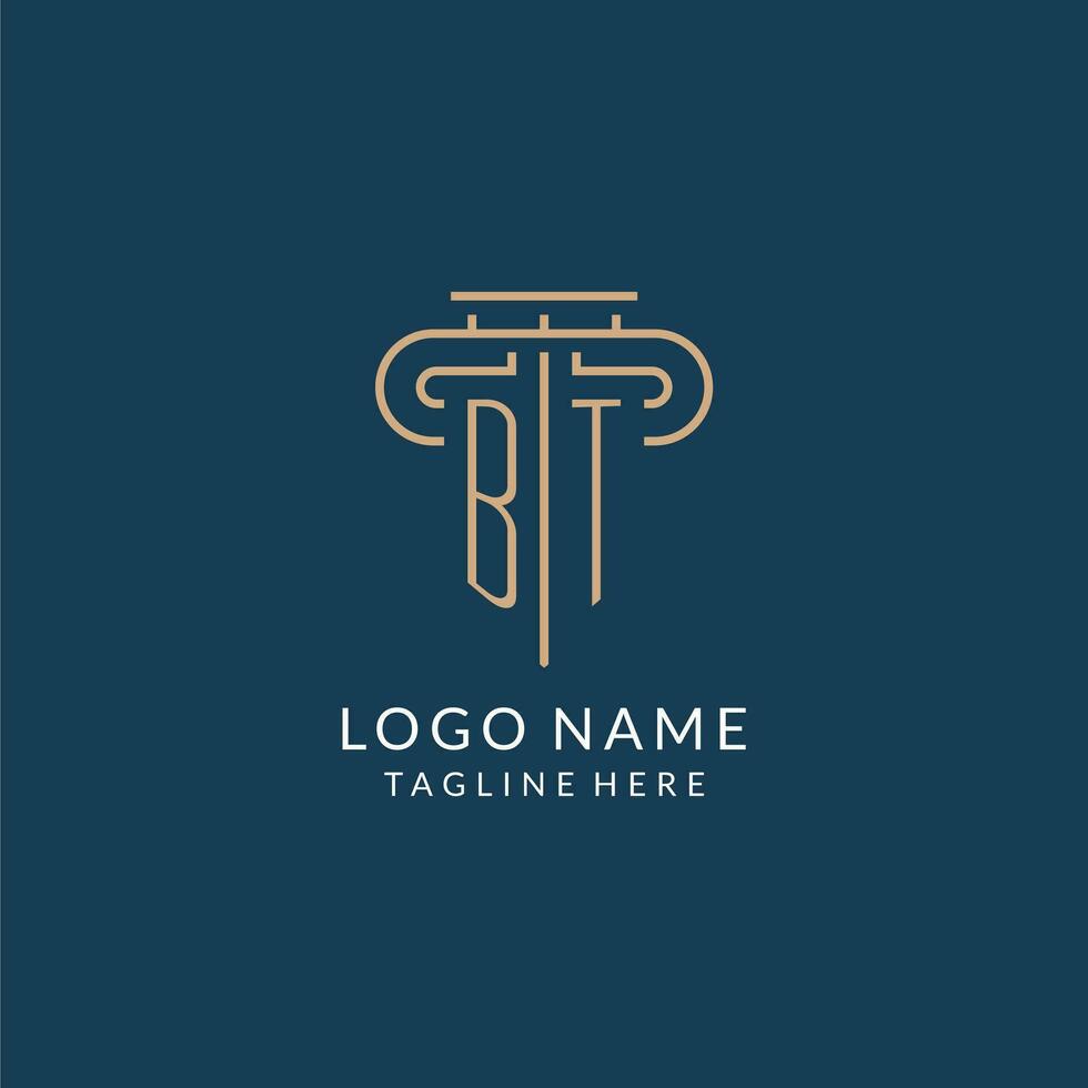 Initial letter BT pillar logo, law firm logo design inspiration vector