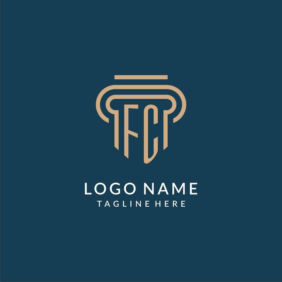 Initial FC pillar logo style, luxury modern lawyer legal law firm logo design vector
