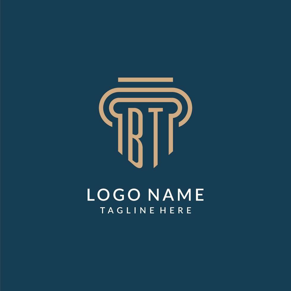 inicial bt pilar logo estilo, lujo moderno abogado legal ley firma logo diseño vector