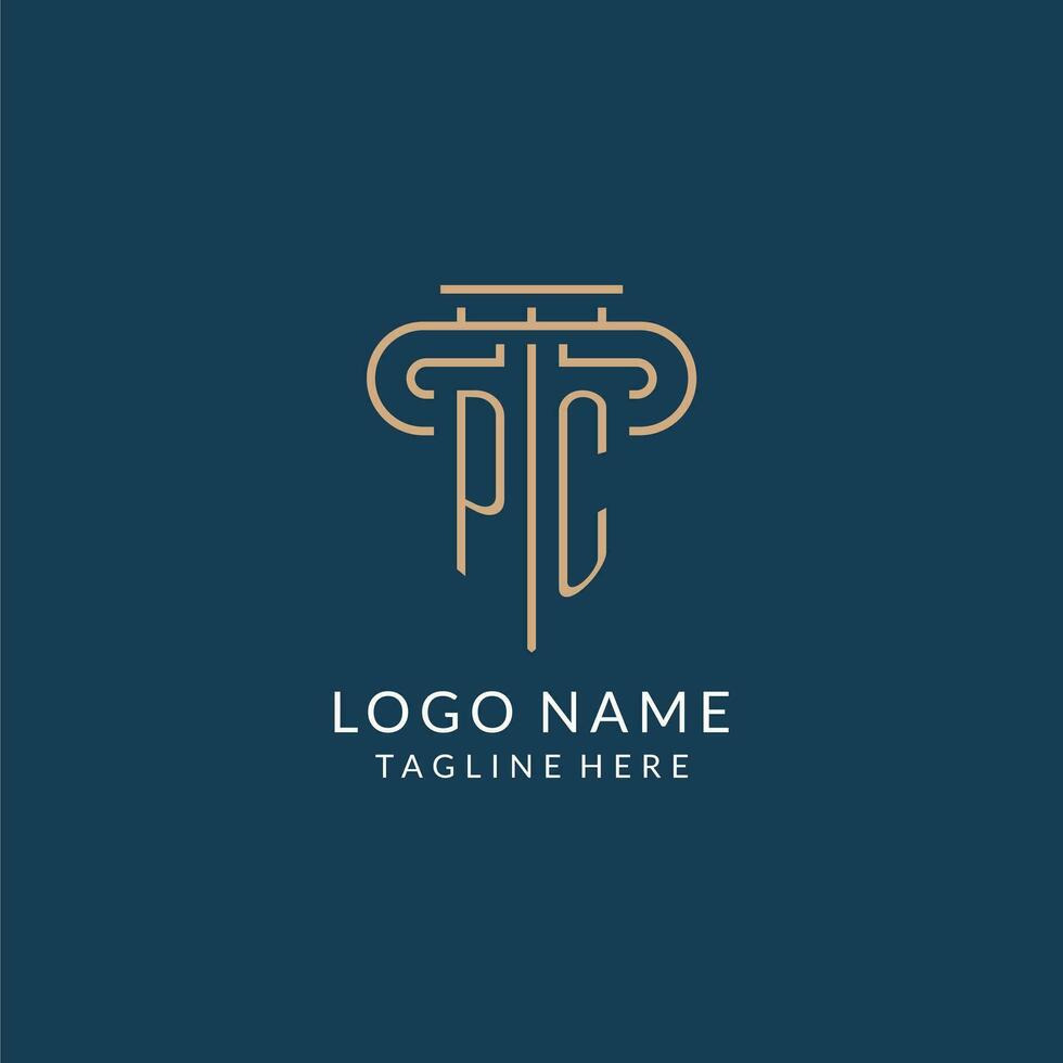 Initial letter PC pillar logo, law firm logo design inspiration vector