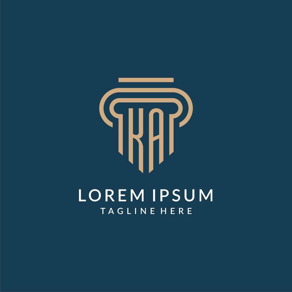 Initial KA pillar logo style, luxury modern lawyer legal law firm logo design vector
