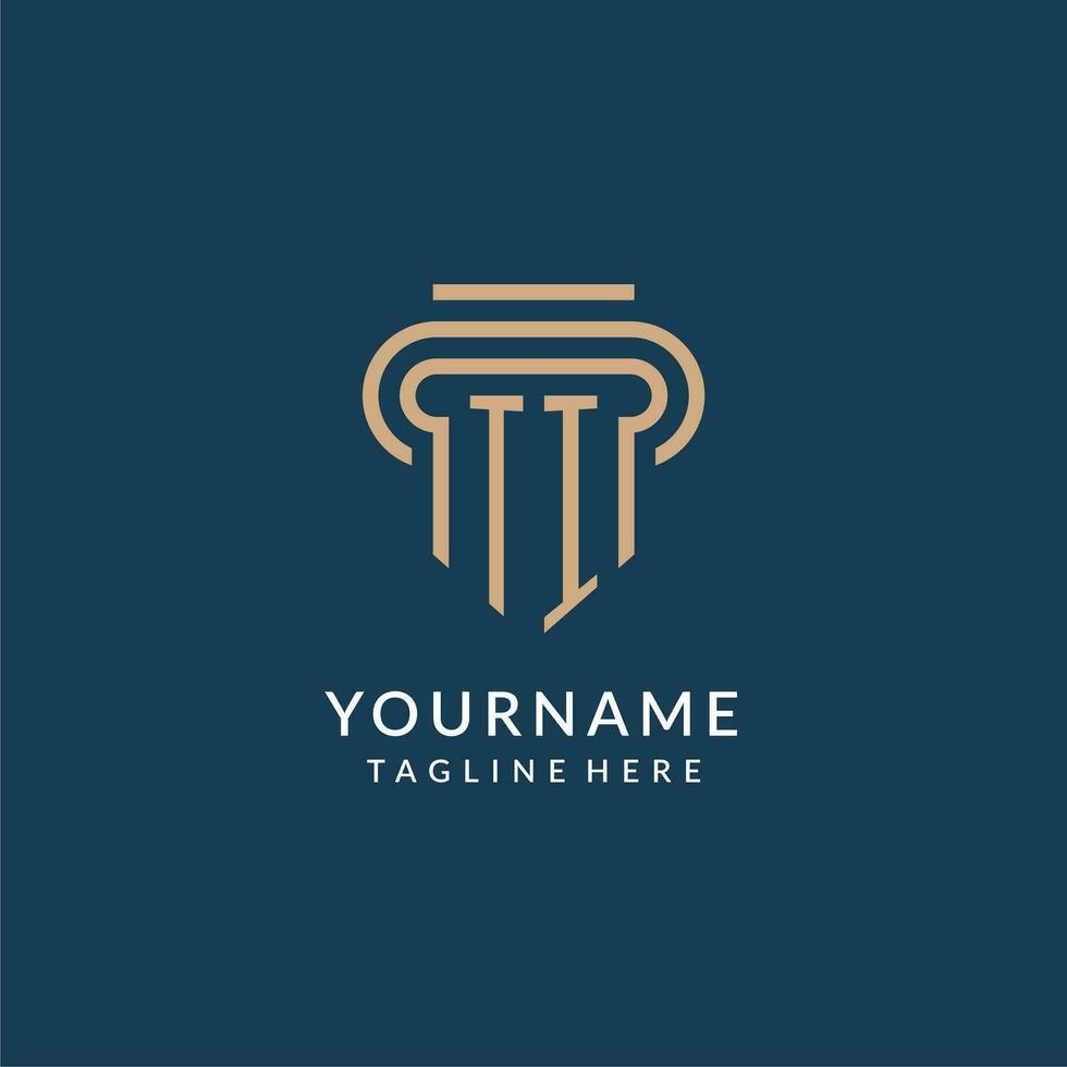 Initial TI pillar logo style, luxury modern lawyer legal law firm logo design vector