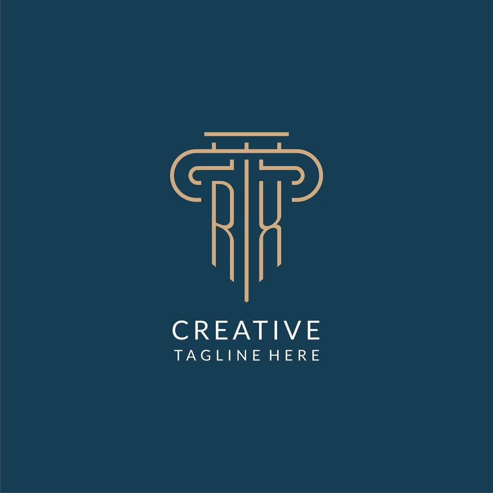 Initial letter RX pillar logo, law firm logo design inspiration vector