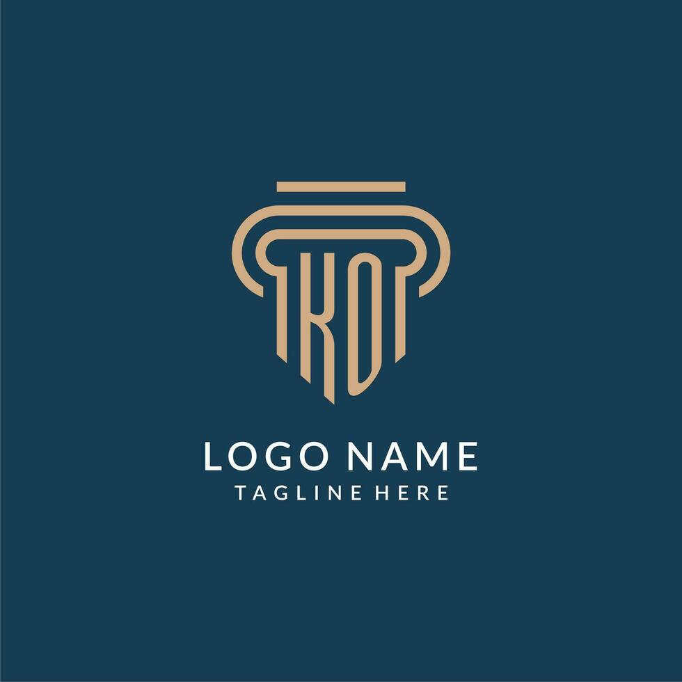 Initial KO pillar logo style, luxury modern lawyer legal law firm logo design vector