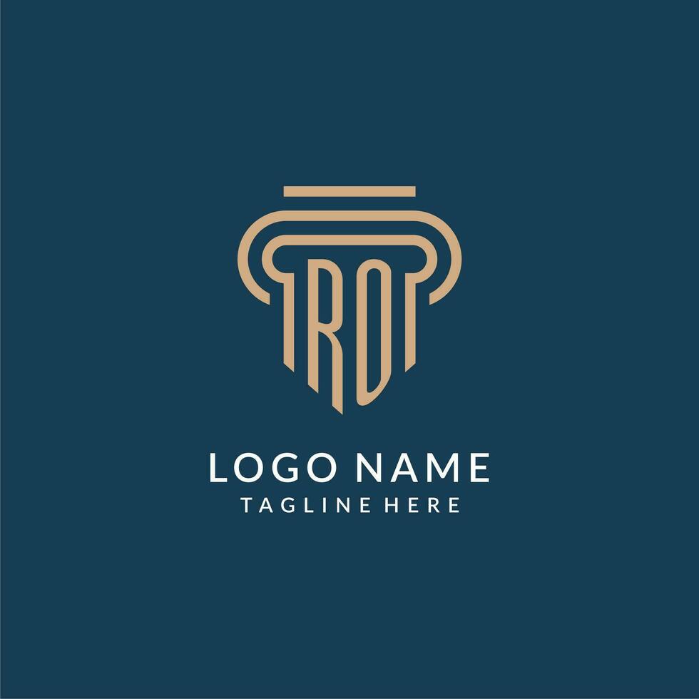 Initial RO pillar logo style, luxury modern lawyer legal law firm logo design vector