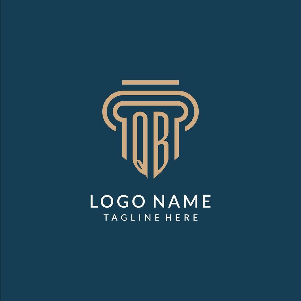 Initial QB pillar logo style, luxury modern lawyer legal law firm logo design vector
