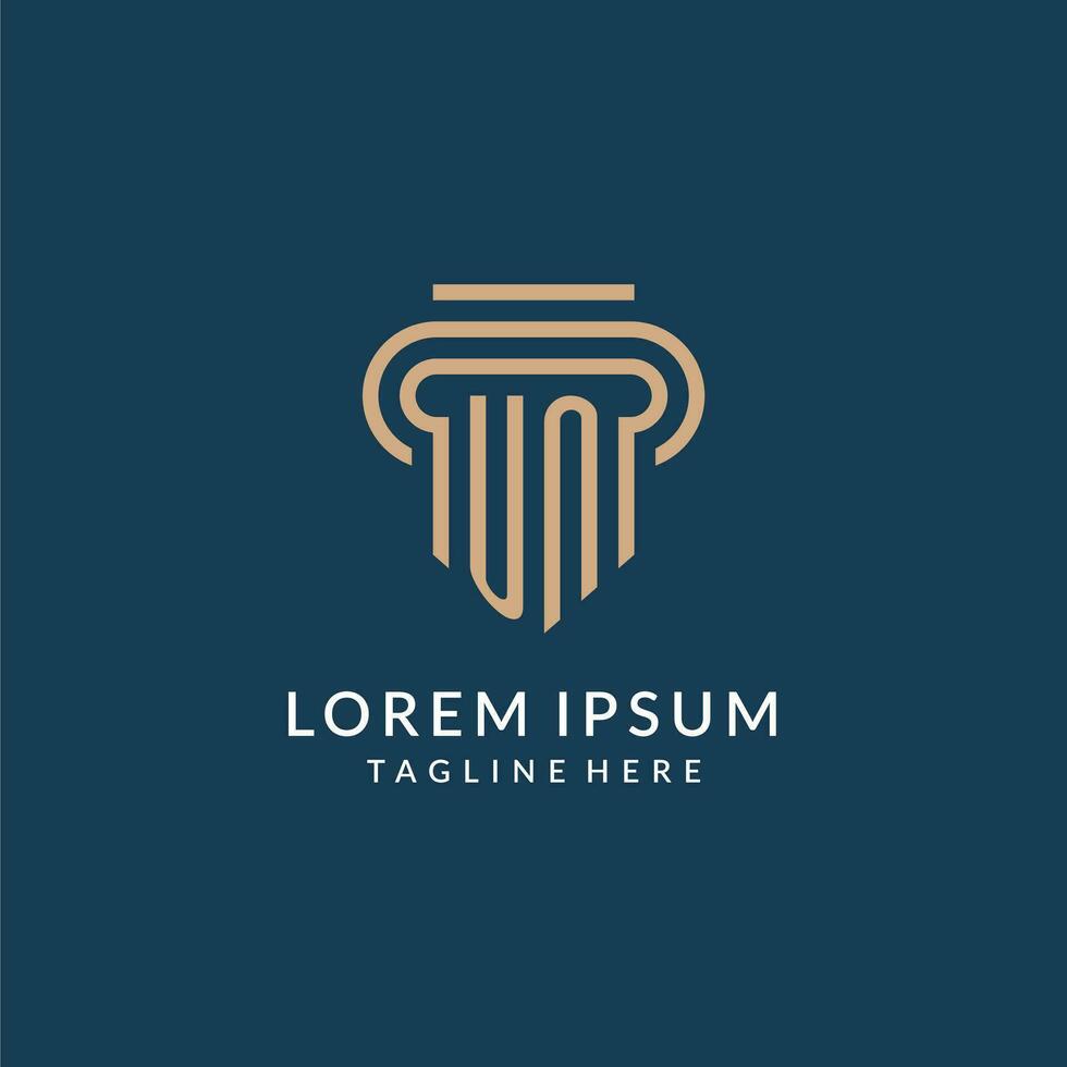Initial UN pillar logo style, luxury modern lawyer legal law firm logo design vector