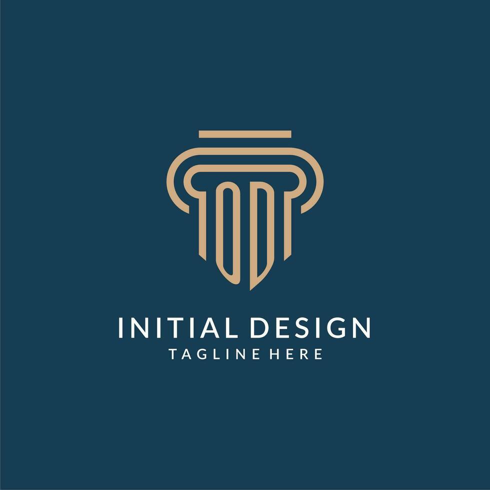 Initial OD pillar logo style, luxury modern lawyer legal law firm logo design vector