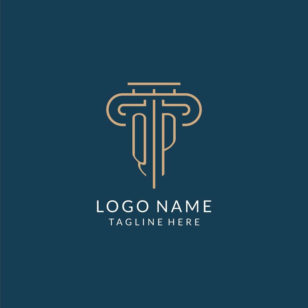 Initial letter QP pillar logo, law firm logo design inspiration vector