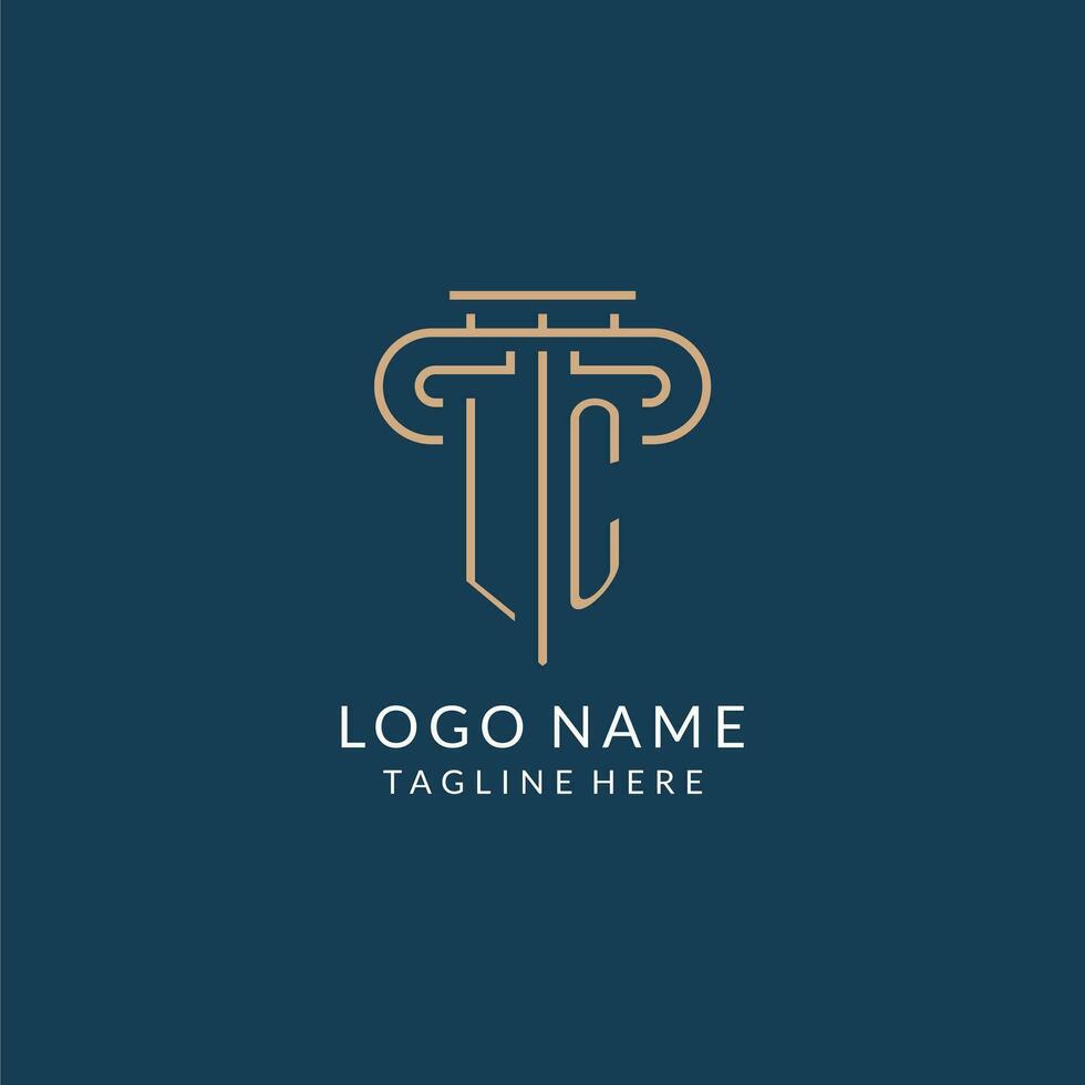 Initial letter LC pillar logo, law firm logo design inspiration vector