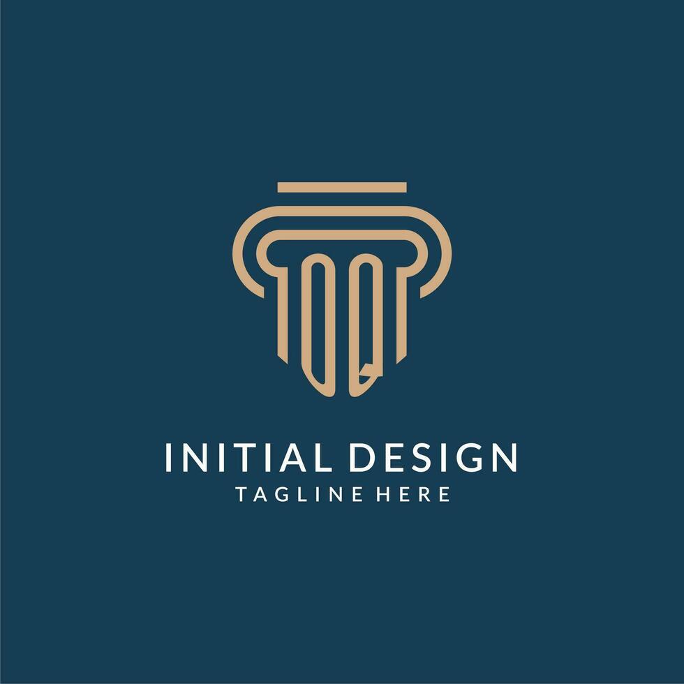 Initial OQ pillar logo style, luxury modern lawyer legal law firm logo design vector