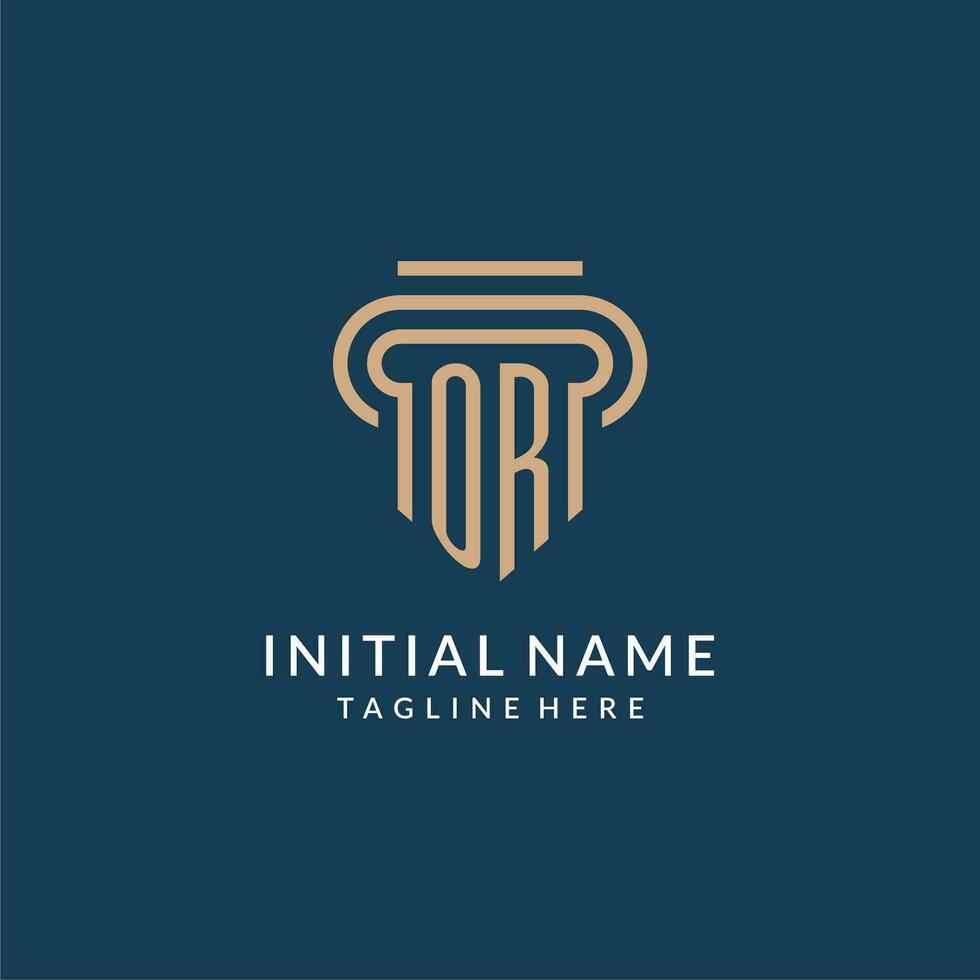 Initial OR pillar logo style, luxury modern lawyer legal law firm logo design vector