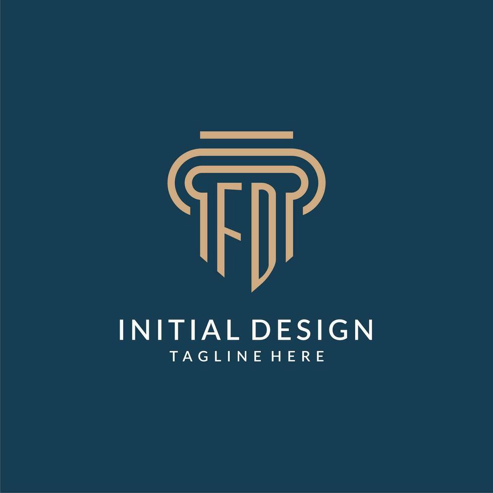 Initial FD pillar logo style, luxury modern lawyer legal law firm logo design vector