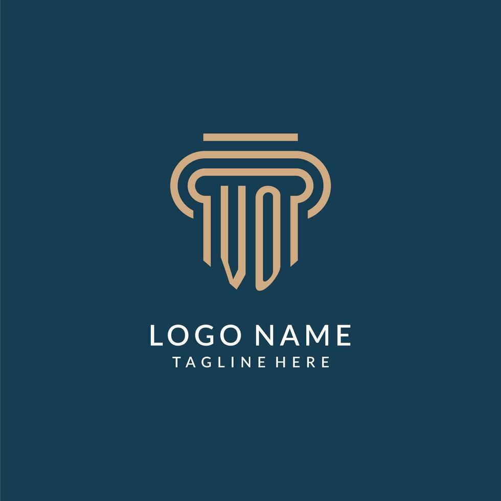 Initial VO pillar logo style, luxury modern lawyer legal law firm logo design vector