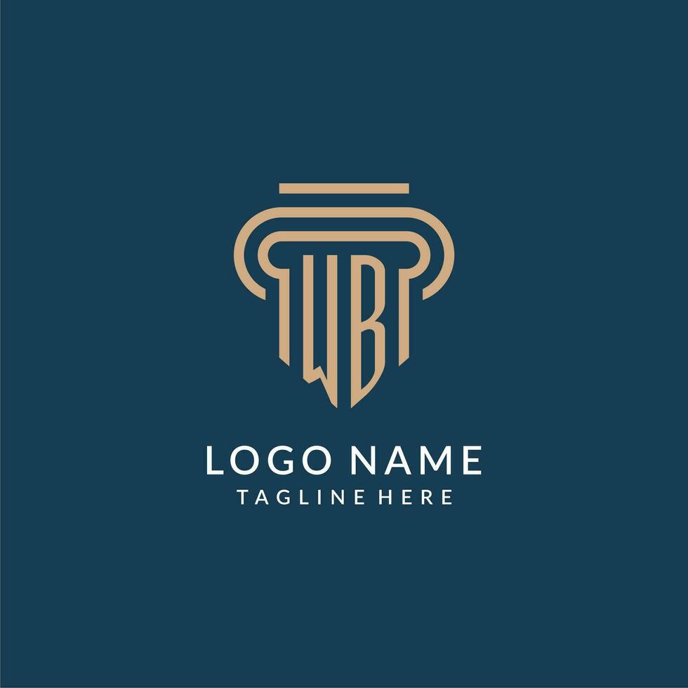 Initial WB pillar logo style, luxury modern lawyer legal law firm logo design vector