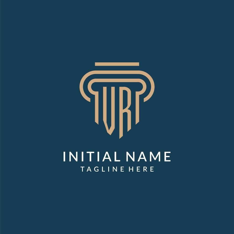 Initial VR pillar logo style, luxury modern lawyer legal law firm logo design vector