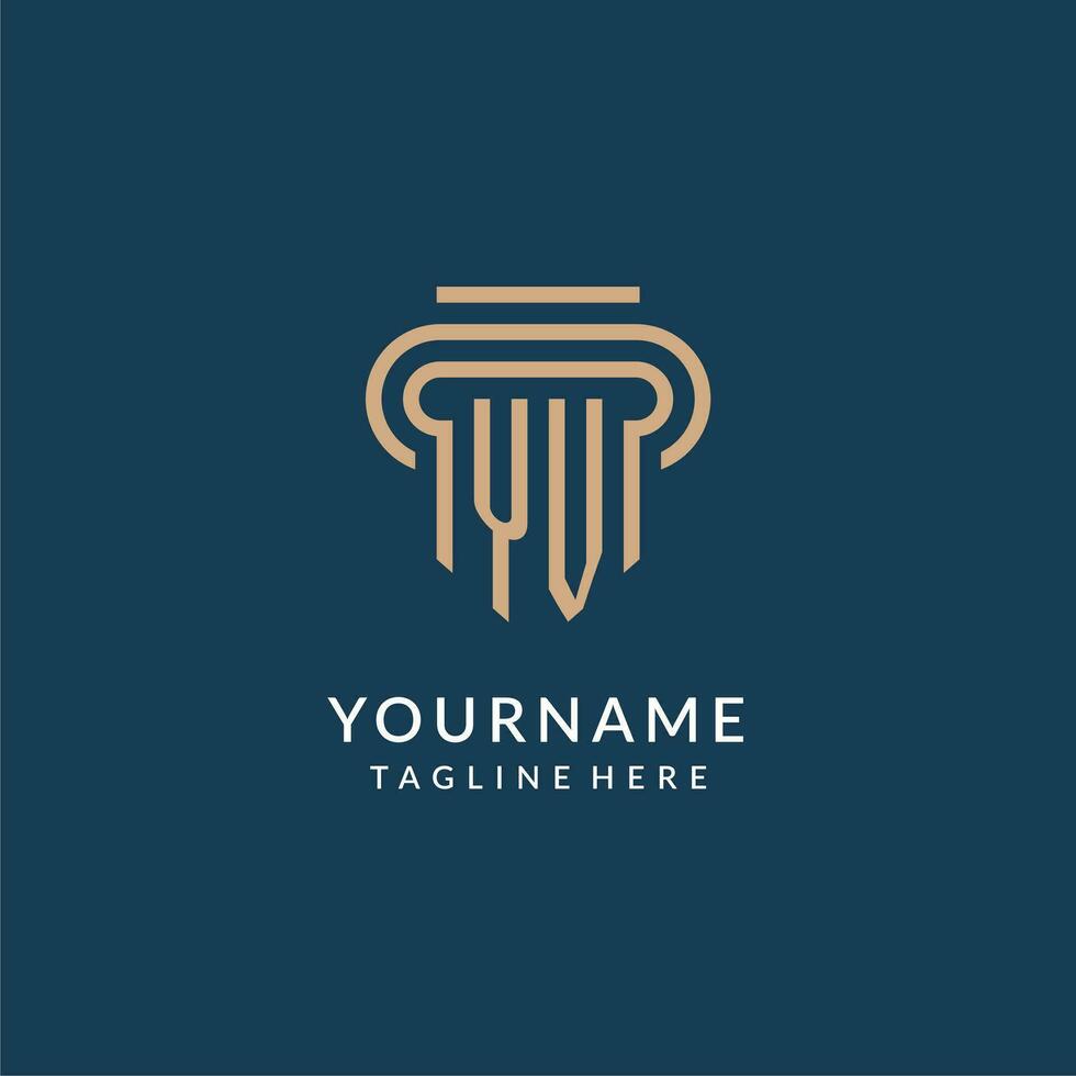 Initial YV pillar logo style, luxury modern lawyer legal law firm logo design vector