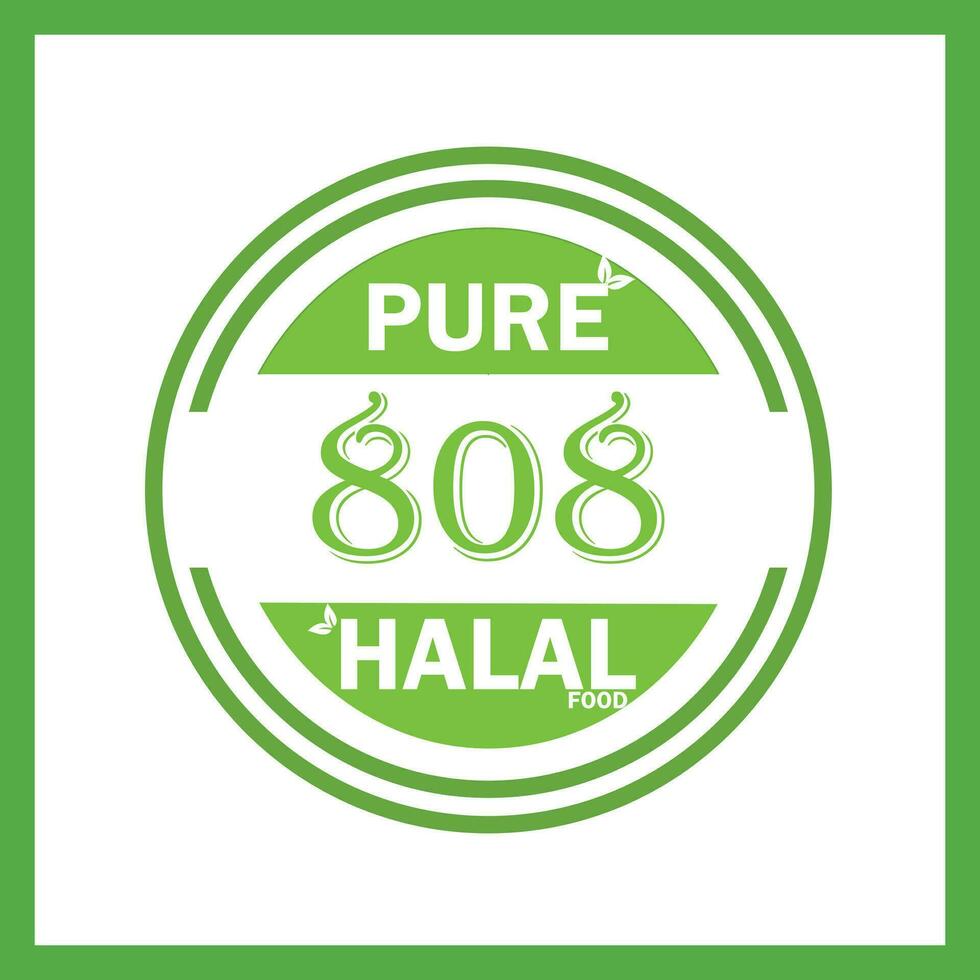 design with halal leaf design 808 vector