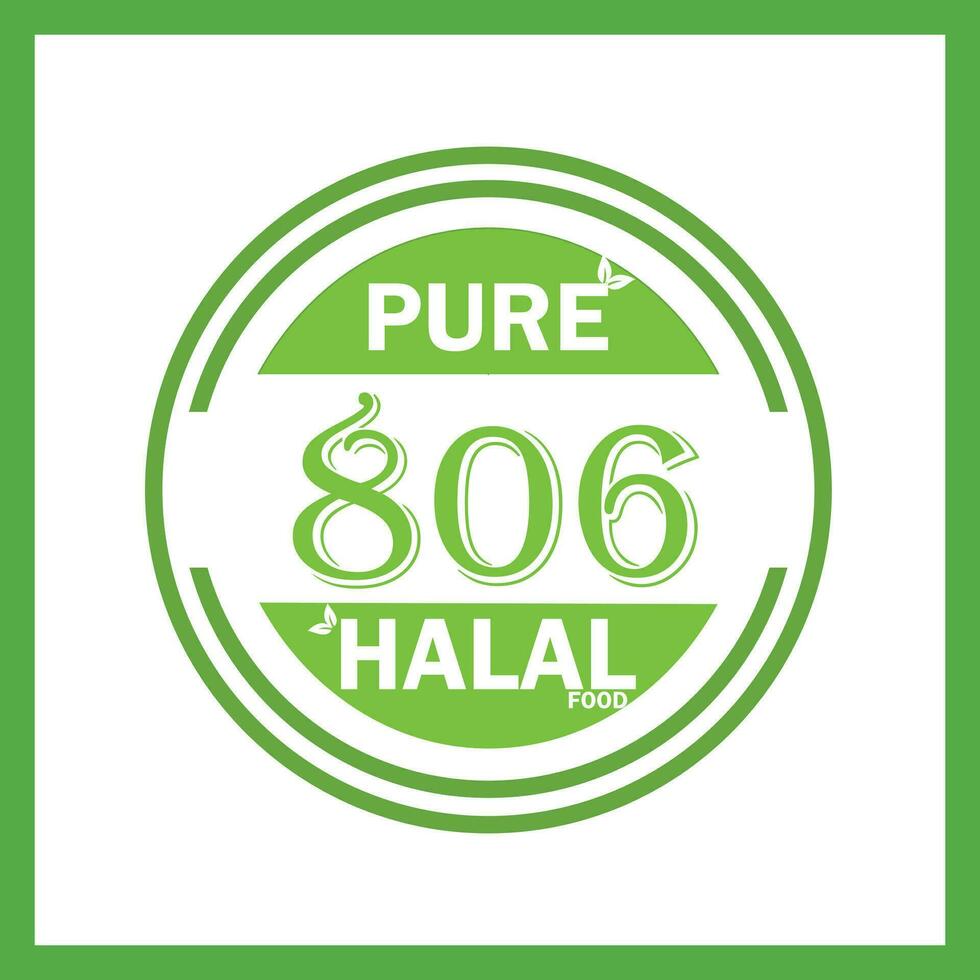 design with halal leaf design 806 vector