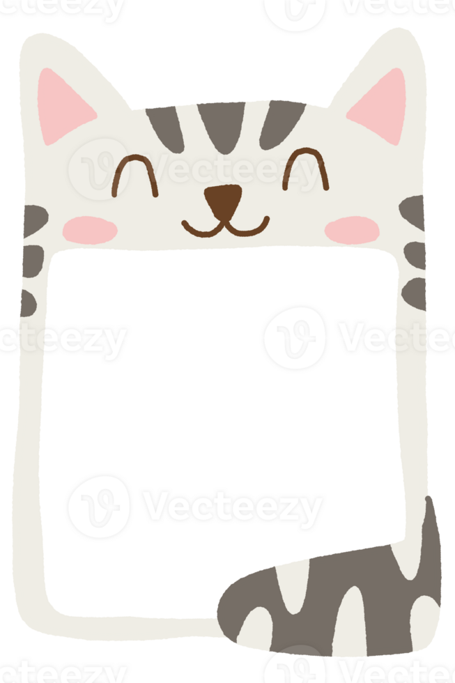 note card with a cute cat rectangular png