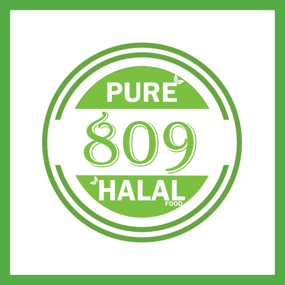 design with halal leaf design 809 vector