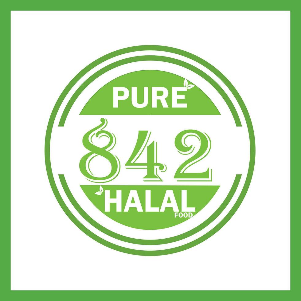 design with halal leaf design 842 vector