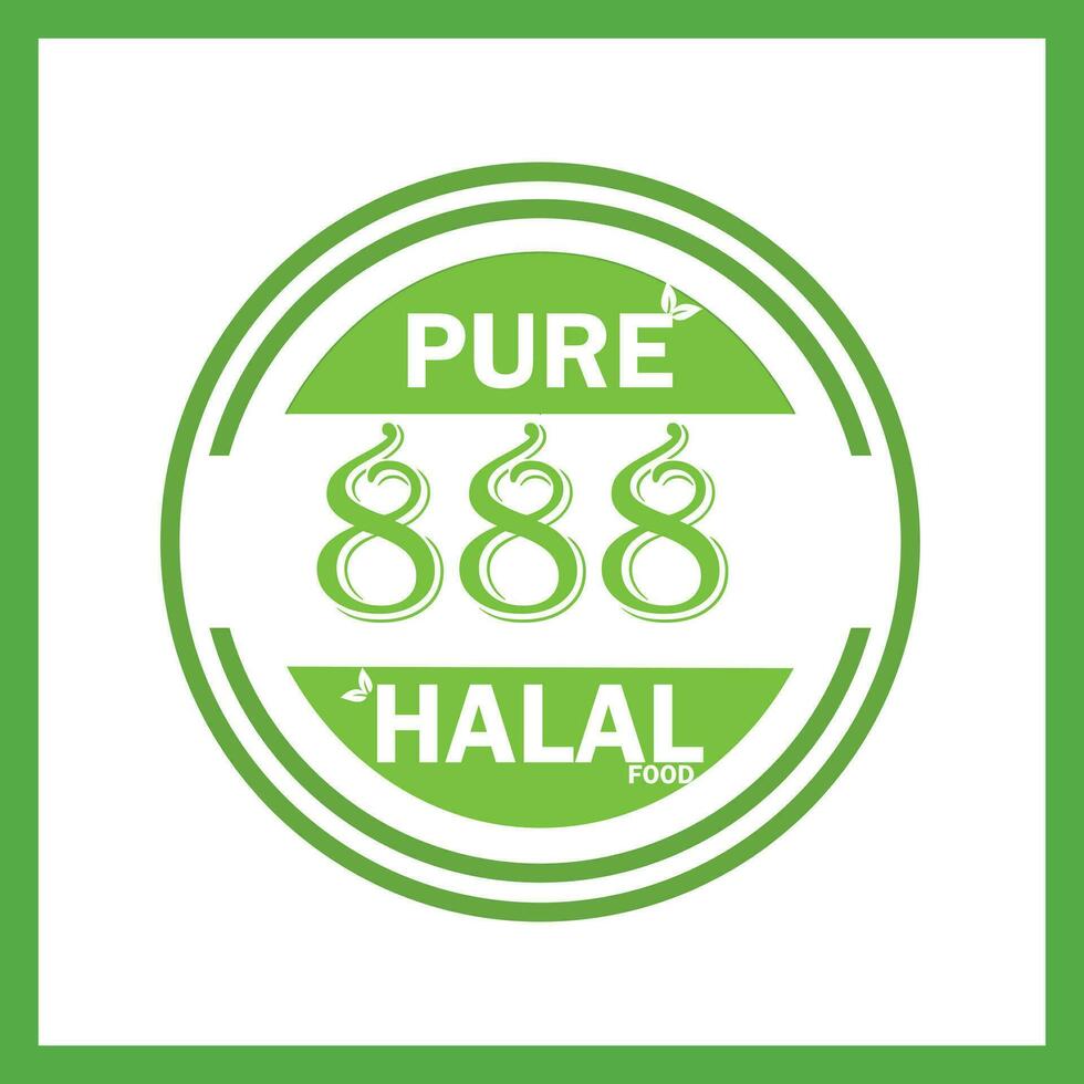 design with halal leaf design 888 vector