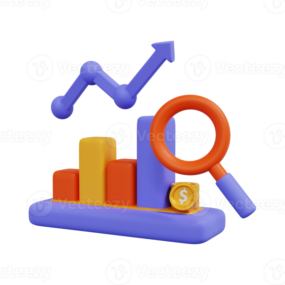 3d conception dans statistique, flèche, en haut, planant, monnaie, données, augmenter, amélioration, en cours d'analyse, économie, et financier. png