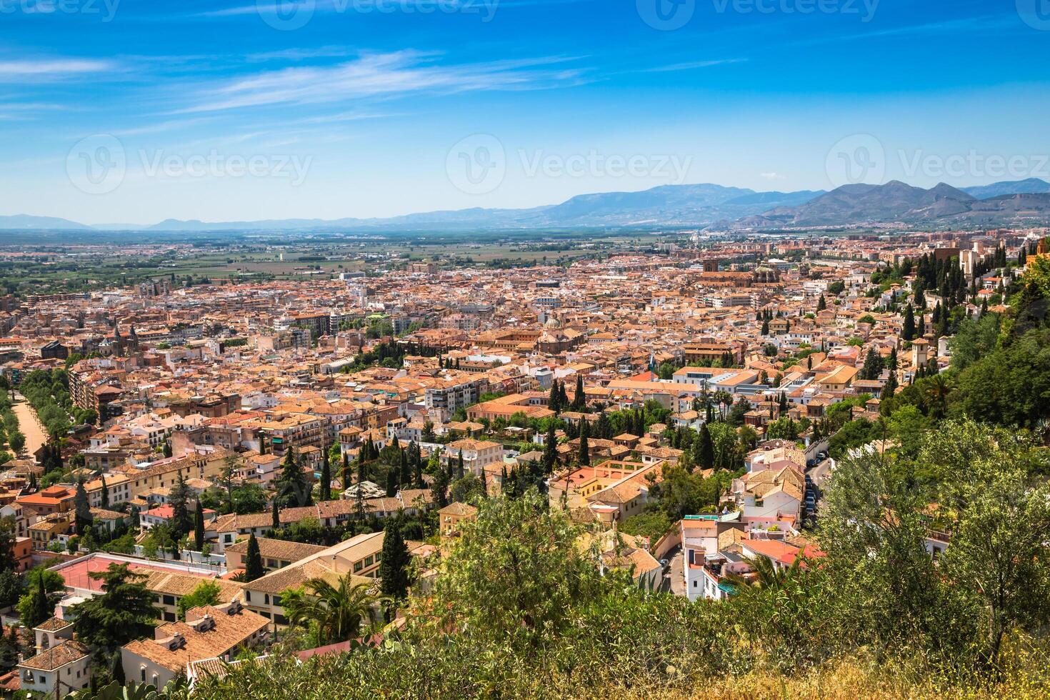 Spain, Andalusia Region, Granada town panorama from Alhambra viewpoint photo