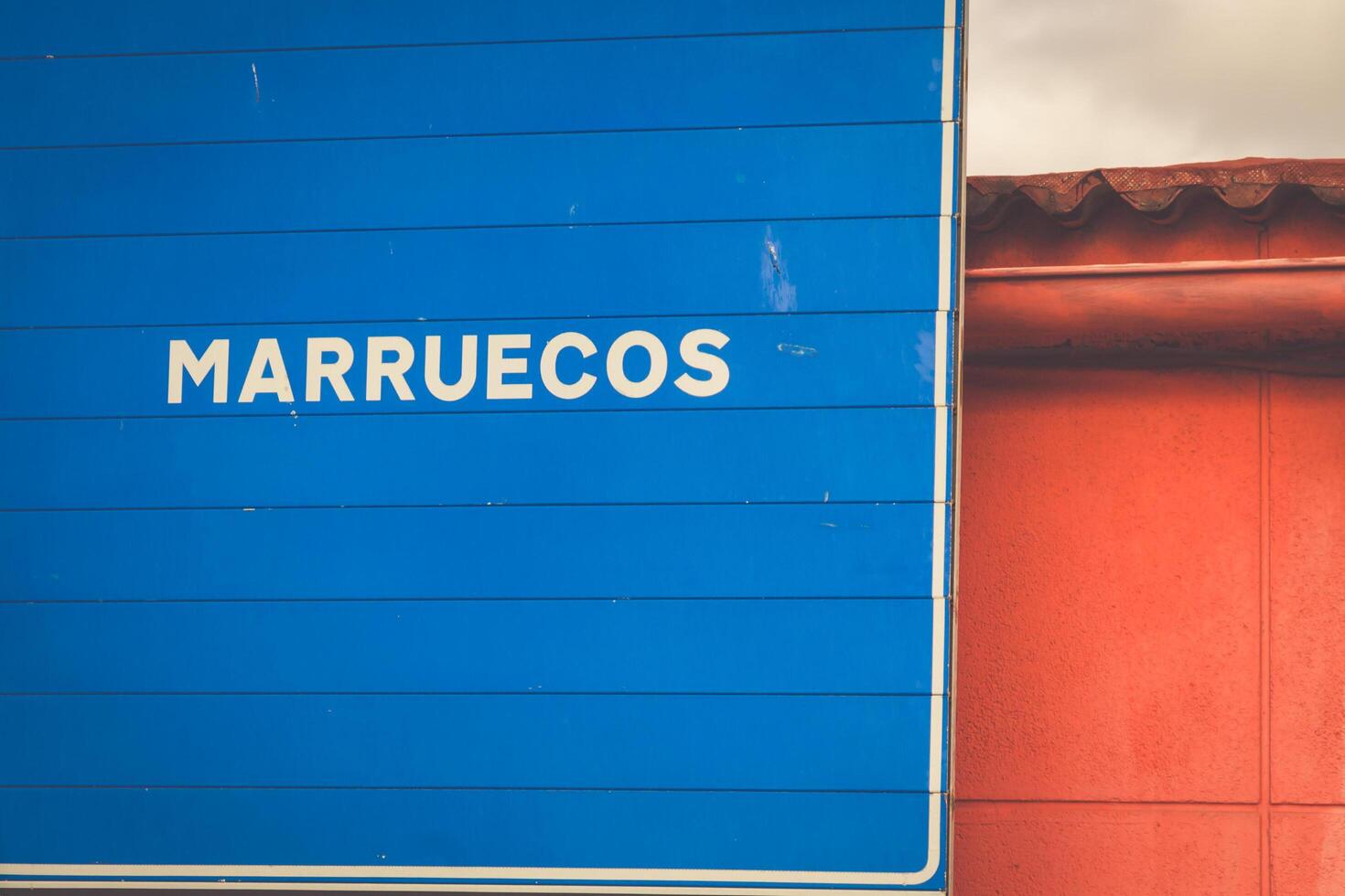 Road sign indicating the border of a Africa country Morocco photo